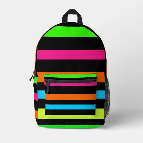 Neon stripes printed backpack