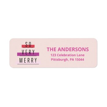 Neon Stripes Retro Merry Address Labels by blush_printables at Zazzle