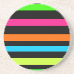 Neon stripes sandstone coaster