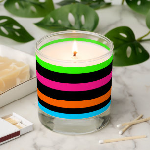 Neon stripes scented candle