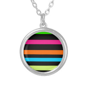 Neon stripes silver plated necklace