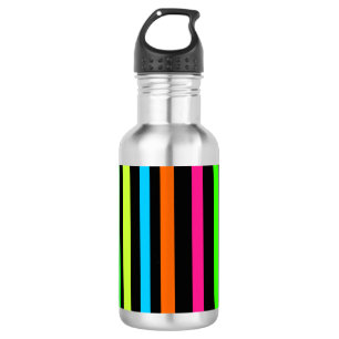 Neon stripes stainless steel water bottle