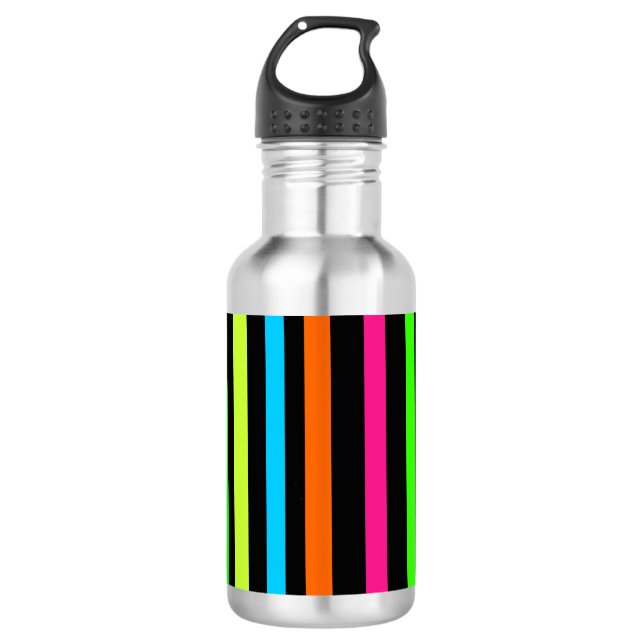 Neon stripes stainless steel water bottle (Front)