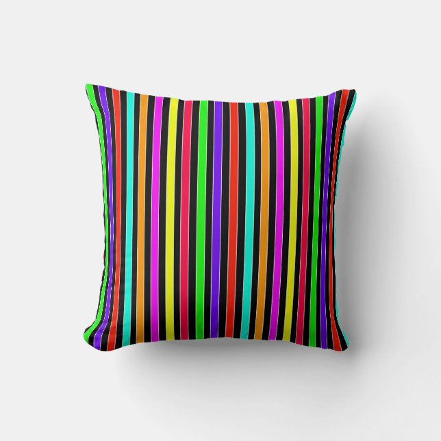 Neon Stripes Throw Pillow (Front)