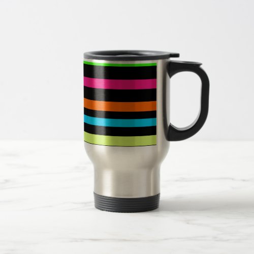 Neon stripes travel mug