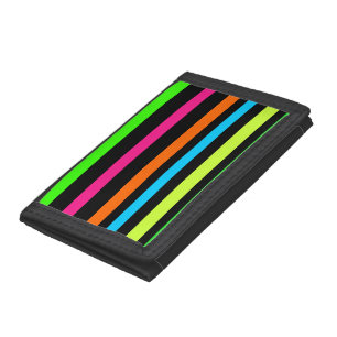 Neon stripes tri-fold wallet
