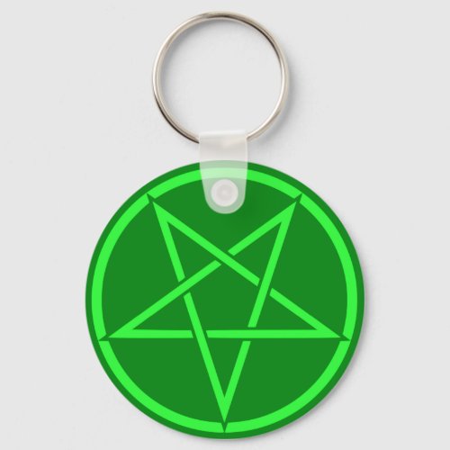 Neon style  green Pentacle pentagram Keychain