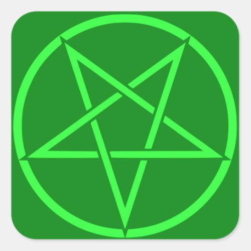 Neon style green Pentacle pentagram Square Sticker