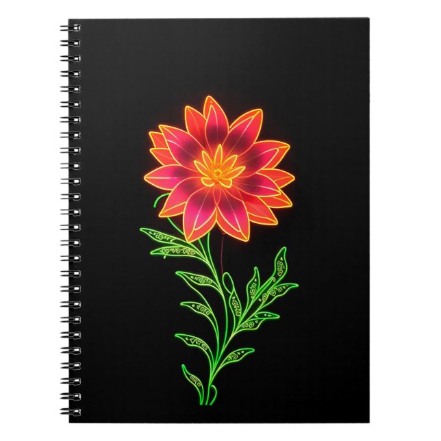 Neon Stylized Flower Notebook (Front)