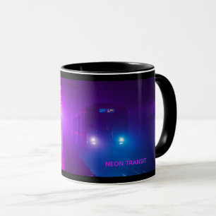 Neon Subway Vaporwave Mug – Retro Cyberpunk Coffee