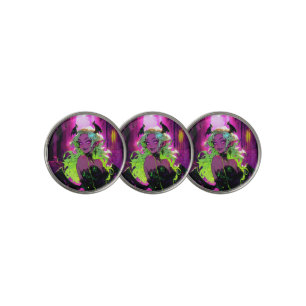 Neon Succubus Demon Anime Girl Golf Ball Marker