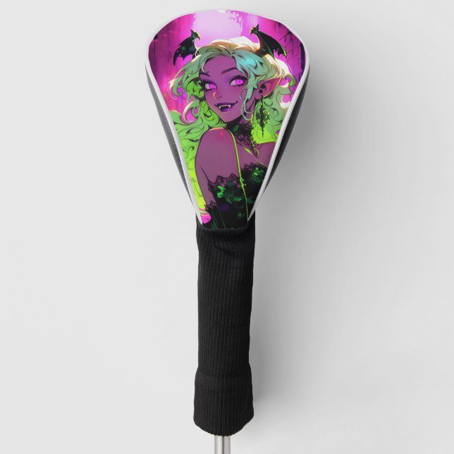 Neon Succubus Demon Anime Girl Golf Head Cover (Front)