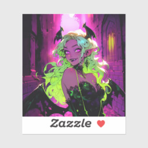 Neon Succubus Demon Anime Girl Sticker