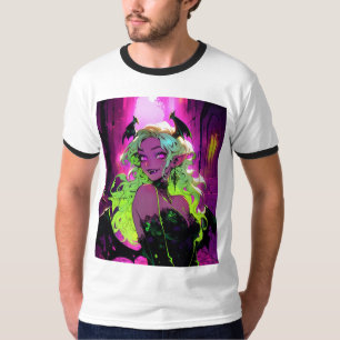 Neon Succubus Demon Anime Girl T-Shirt