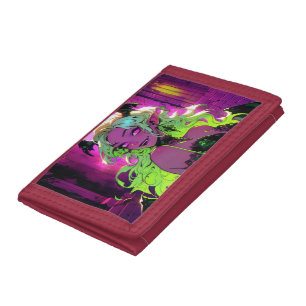 Neon Succubus Demon Anime Girl Tri-fold Wallet