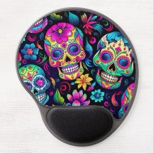 Neon Sugar Skull Gel Mouse Pad