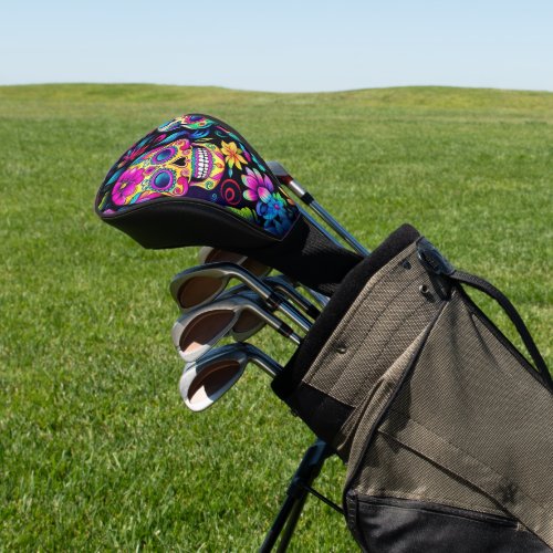 Neon Sugar Skull  Golf Head Cover