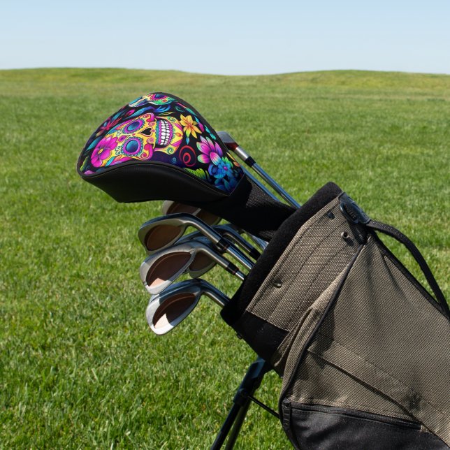 Neon Sugar Skull  Golf Head Cover (In Situ)