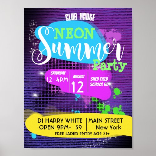 NEON SUMMER  PARTY POSTER