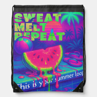 Neon Summer Retro Future Tropical 80s Drawstring Bag