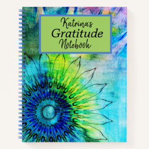Neon Sunflower Gratitude Personalized Notebook