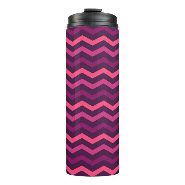 Neon Sunset Chevron Pattern Thermal Tumbler (Front)