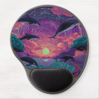 Neon Sunset Fantasy Dolphin Mousepad