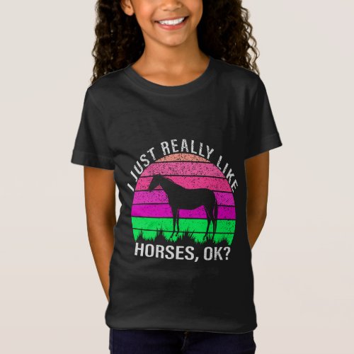Neon Sunset I Really Like Horses  T_Shirt