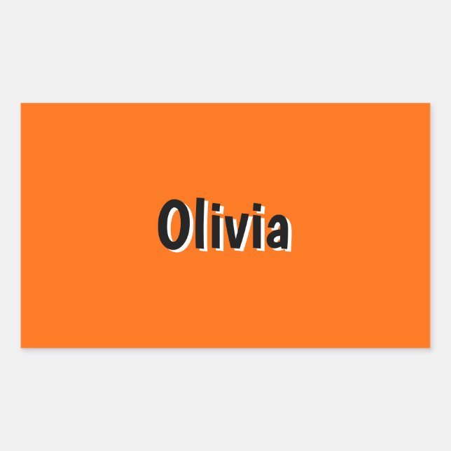 Neon Sunset Orange and Black 3D Personalized Name  Rectangular Sticker (Front)