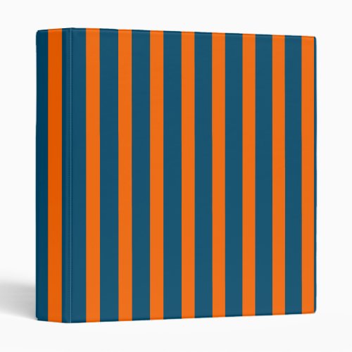 Neon Sunset Orange and Ocean Blue Cool Striped 3 Ring Binder