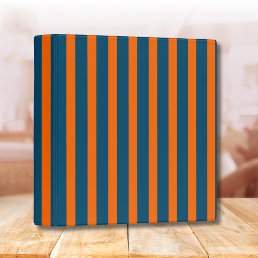 Neon Sunset Orange and Ocean Blue Cool Striped 3 Ring Binder