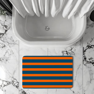 Neon Sunset Orange and Ocean Blue Cool Striped Bath Mat