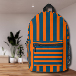 Neon Sunset Orange and Ocean Blue Cool Striped Printed Backpack