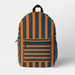 Neon Sunset Orange and Ocean Blue Cool Striped Printed Backpack