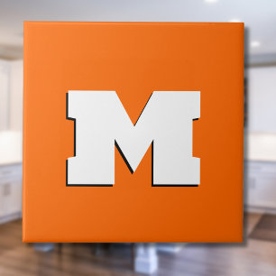 Neon Sunset Orange and White 3D Big Modern Initial Ceramic Tile