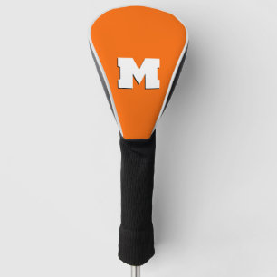 Neon Sunset Orange and White 3D Big Modern Initial Golf Head Cover