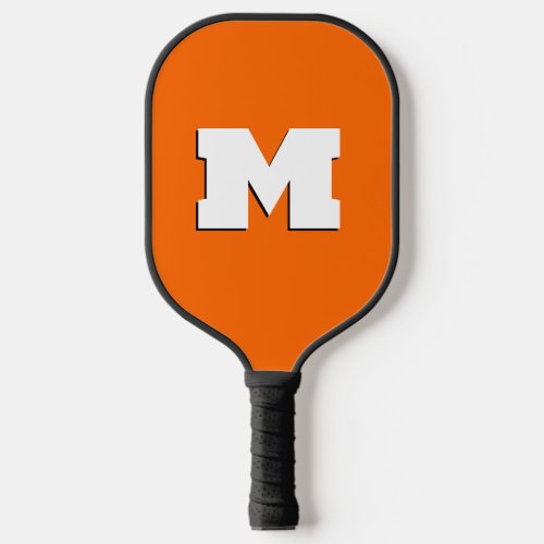 Neon Sunset Orange and White 3D Big Modern Initial Pickleball Paddle