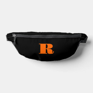 Neon Sunset Orange Classic Initial   Black Stylish Fanny Pack