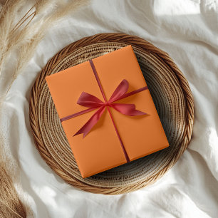Neon Sunset Orange Solid Color   Classic   Elegant Wrapping Paper
