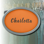 Neon Sunset Orange Solid Color Custom Personalize Belt Buckle<br><div class="desc">Neon Sunset Orange Solid Color Custom Personalize Belt buckle.</div>