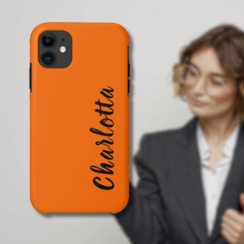 Neon Sunset Orange Solid Color Custom Personalize Iphone 11 Case by Joanna_Design at Zazzle