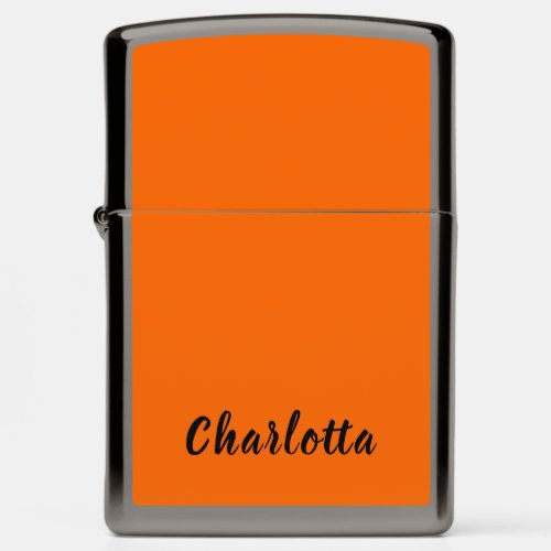 Neon Sunset Orange Solid Color Custom Personalize Zippo Lighter