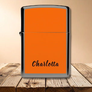 Neon Sunset Orange Solid Color Custom Personalize Zippo Lighter
