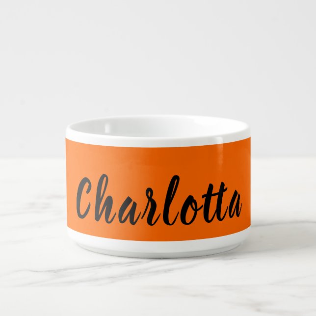Neon Sunset Orange Solid Color Custom Personalized Bowl (Center)