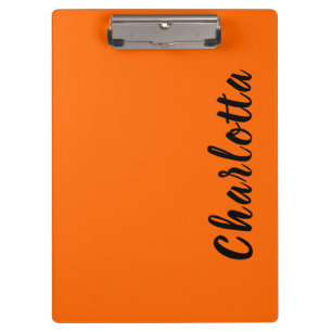 Neon Sunset Orange Solid Color Custom Personalized Clipboard