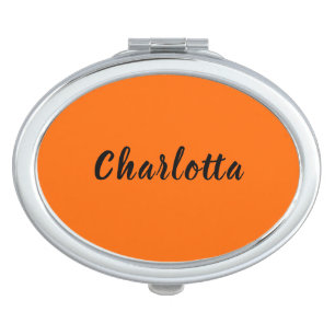 Neon Sunset Orange Solid Color Custom Personalized Compact Mirror