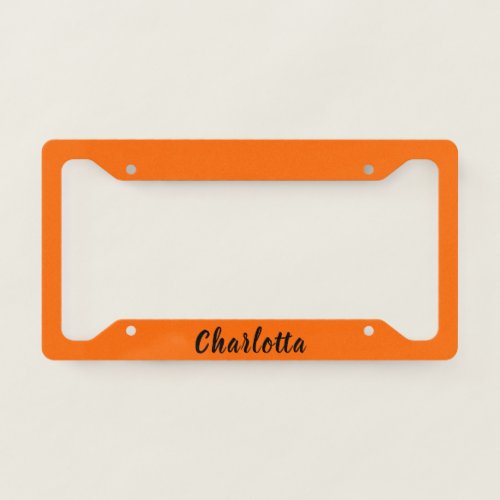 Neon Sunset Orange Solid Color Custom Personalized License Plate Frame