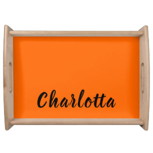 Neon Sunset Orange Solid Color Custom Personalized Serving Tray