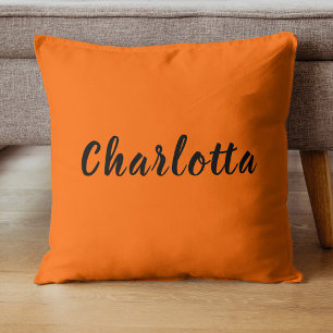 Neon Sunset Orange Solid Color Custom Personalized Throw Pillow