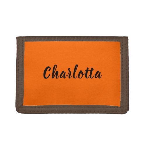 Neon Sunset Orange Solid Color Custom Personalized Trifold Wallet